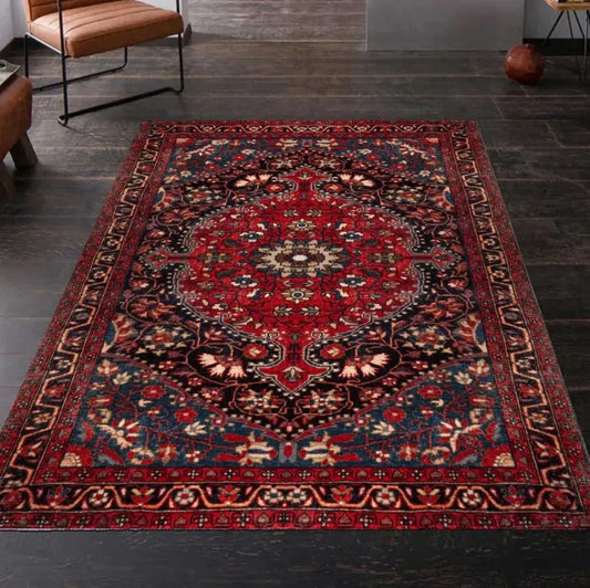 Dark Red Bohemian Afghan Rug Vintage Style Washable Area Carpet Living Room Bedroom Home Decor Floor Mat Entrance Door Mat