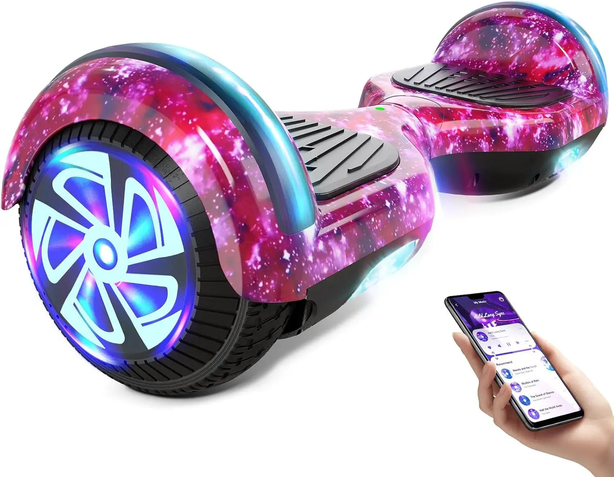 Scooter with Bluetooth Corlorful LED Lights, 6.5" Wheels, Dual 300W Motor Scooter for Kids Girls Boys Adults, All Ages