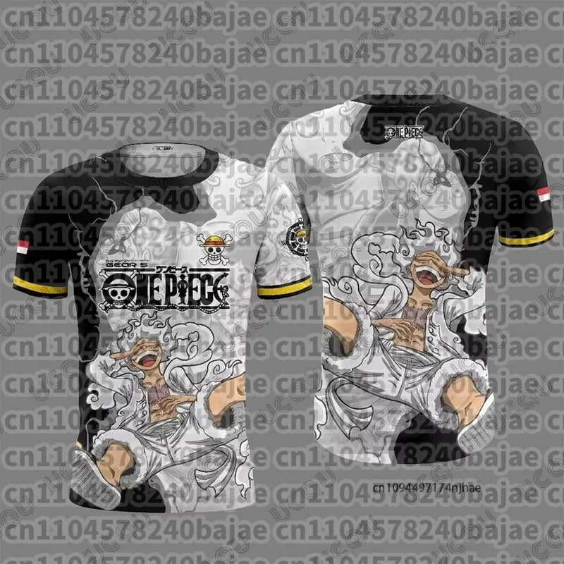 Hot Anime One Piece Luffy Gear5 Man Football Jersey Summer T-shirt men Vintage Fashion Sport Women pulovers kids' tops t-shirt