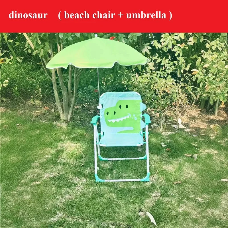 1 Set Folding Beach Chair with Umbrella Portable Outdoor Camp Chair for Lightweight Lawn Chair for Boys Summer Travel Relaxation