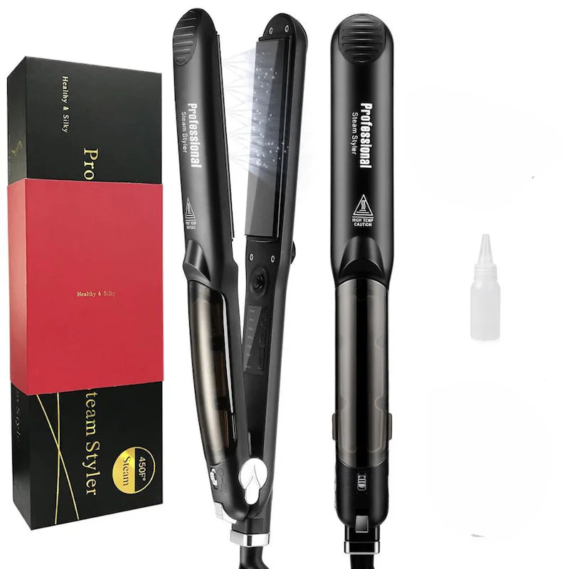 Hair Steam Straightener Ceramic Steam Flat Iron Vapor Plate Wet Dry Hair Iron Steamer Styling Tool Hair Styling Accessories