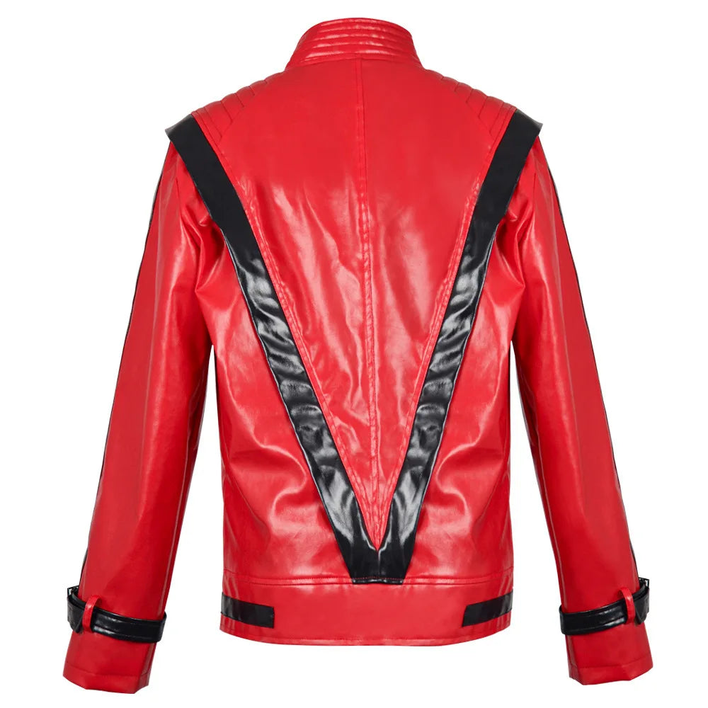 Michael Jackson Thriller Scary Cosplay Costumes movie Red Leather Jacket for Women Man Adults Dress Anime Halloween Christmas