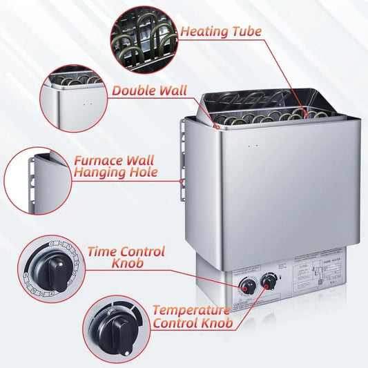 Sauna Heater 4.5-9KW 220V/380V Stainless Steel Electric Sauna Stove for Home Hotel Spa Steam Room