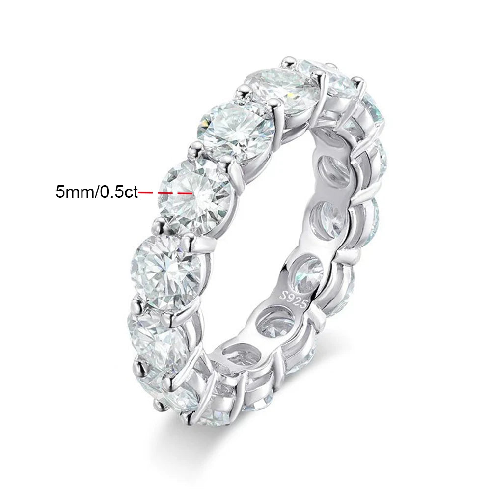 5mm D Color Moissanite Row Ring 925 Sterling Silver Diamond Wedding Band Rings For Women Certified Fine Jewelry Gift Houtros