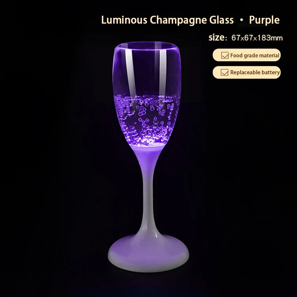 Set of 6 Colour Glow Champagne Flutes - Liquid Activated Glow - Perfect for Christmas Halloween Party Birthdays