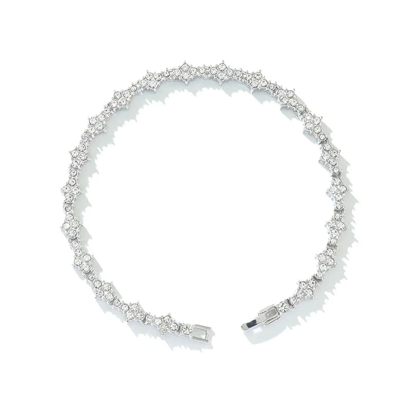 Round Stone Star Cubic Zirconia Bracelet Hip-Hop Jewelry For Men Shiny Elegant Fashion Accessory Classic Gift For Birthday