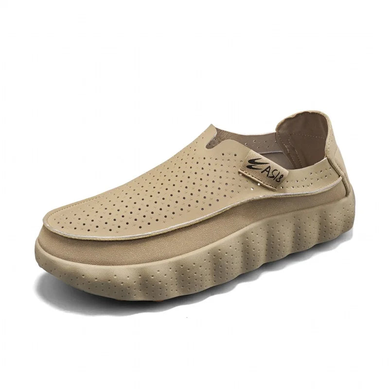 Fashion Men's Casual Shoes Outdoor Non-slip Walking Footwear Comfortable Loafers Thick-soled Leather Platform Driving Shoes