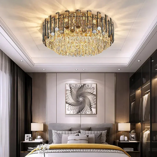 Gold Crystal LED Lighting | Ceiling, Pendant & Wall Options | Dining Rooms, Living Rooms & Bedrooms