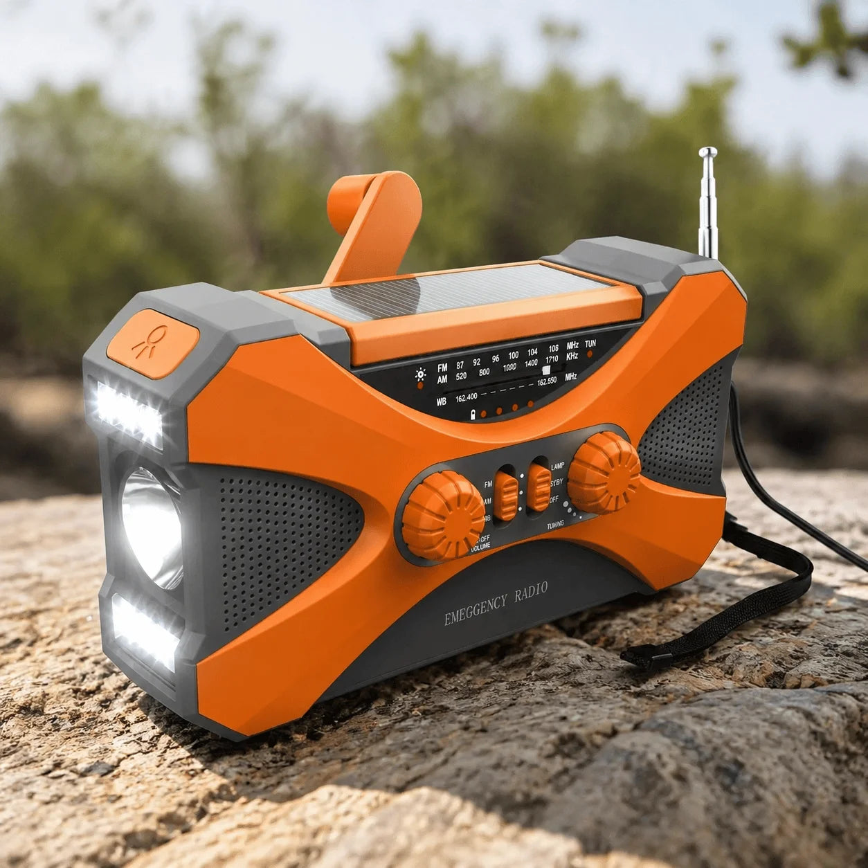 Emergency Radio Solar Hand Crank NOAA Weather Radio 10000mAh Power Bank Portable AM FM Radio Survival Camping Gear Emergency Phone Charger With Dual Speaker Stereo 4-In-1 Multi-function Survival Kit For Home Outdoor Emergency