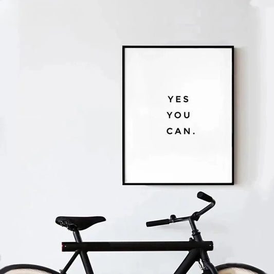 Yes You Can Motivational Phrase Poster and Print Minimalist Quotes Poster Canvas Black White Wall Art Picture Nordic Home Decor