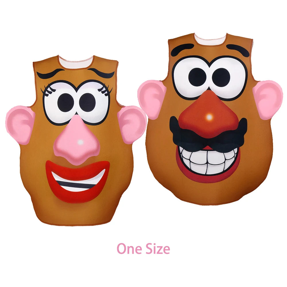 Funny Potato Head Couple Costume Halloween Mr and Mrs Matching Outfit Cartoon Vegetable Themed Cosplay Tunic Disguise Dress Up