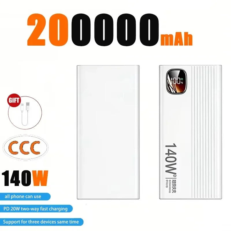 Lenovo 140W Super Rapid Charging 2026New High‑Capacity Portable Battery 500000mAh Powerbank Power Bank For Xiaomi iPhone Phone