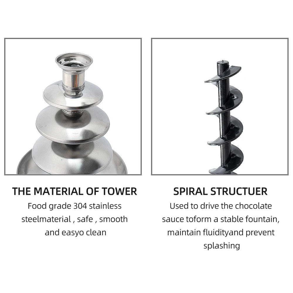 Chocolate Fountain, 4 Tiers Electric Melting Machine, Fondue Pot Set, for Chocolate Candy, Ranch, Nacho Cheese UK,230V