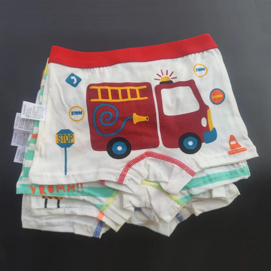 Children's Underwear Boy Panties Underpants Engineering Vehicle Cars Fire Engine Comfortable Shorts Briefs Boxers For Kids