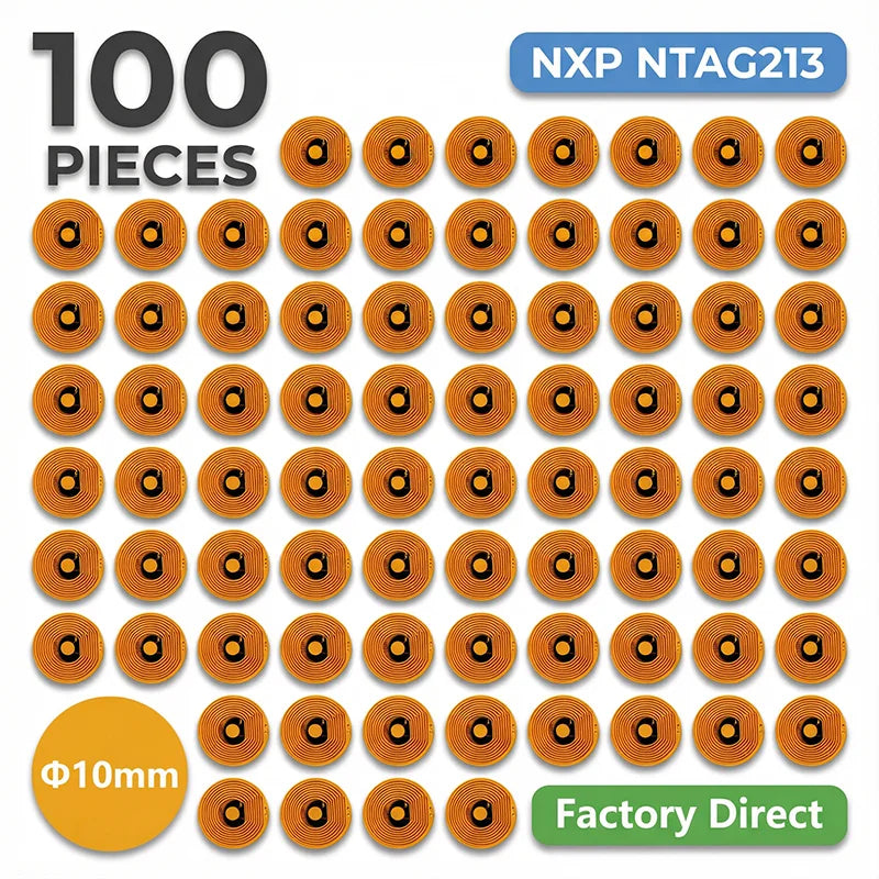 10mm Diameter High Temperature RFID NFC FPC Tags NXP NFC213 Mini Cards 13.56MHz Anti-Fake Anti-Metal Passive RF Card