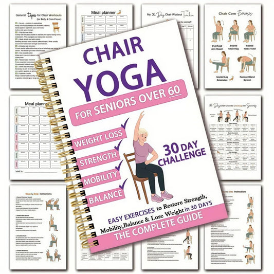 30 Day Chair Yoga Guide Weight Loss Muscle Strength Flexibility Beginner Seated Workout English Book for Seniors & Adults
