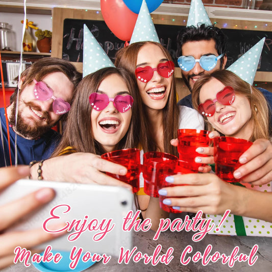 20-160Pcs Customized Heart Shaped Sunglasses for Wedding Candy Color Personalized Heart Sunglass for Guest Bachelor Party Favor