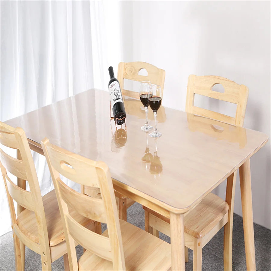 1.5mm Thick Clear PVC Tablecloth, Heat-Resistant Waterproof Oil-Proof Dining Mat for Kitchen Table, Multiple Sizes