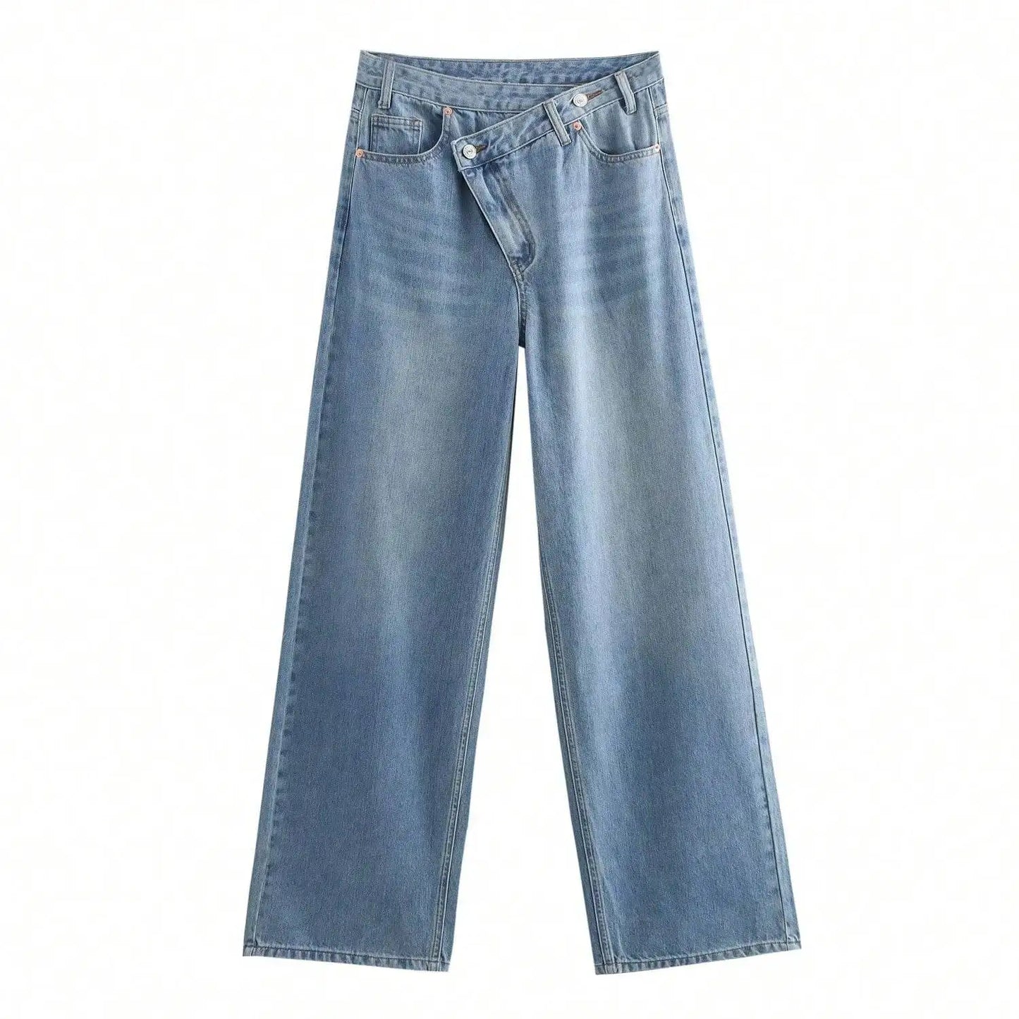 HH 2025 Summer Women's Fashionable Straight Jeans High Waist Vintage Zipper Women's Casual Jeans Commuting Streetwear Y2K