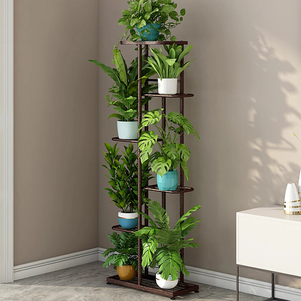 6 Tier Plant Stand, 7 Potted Indoor Tall Plant Holders, Corner Metal Tiered Plant Stands, Multiple Plant Display Rack Organizer For Living Room Balcony