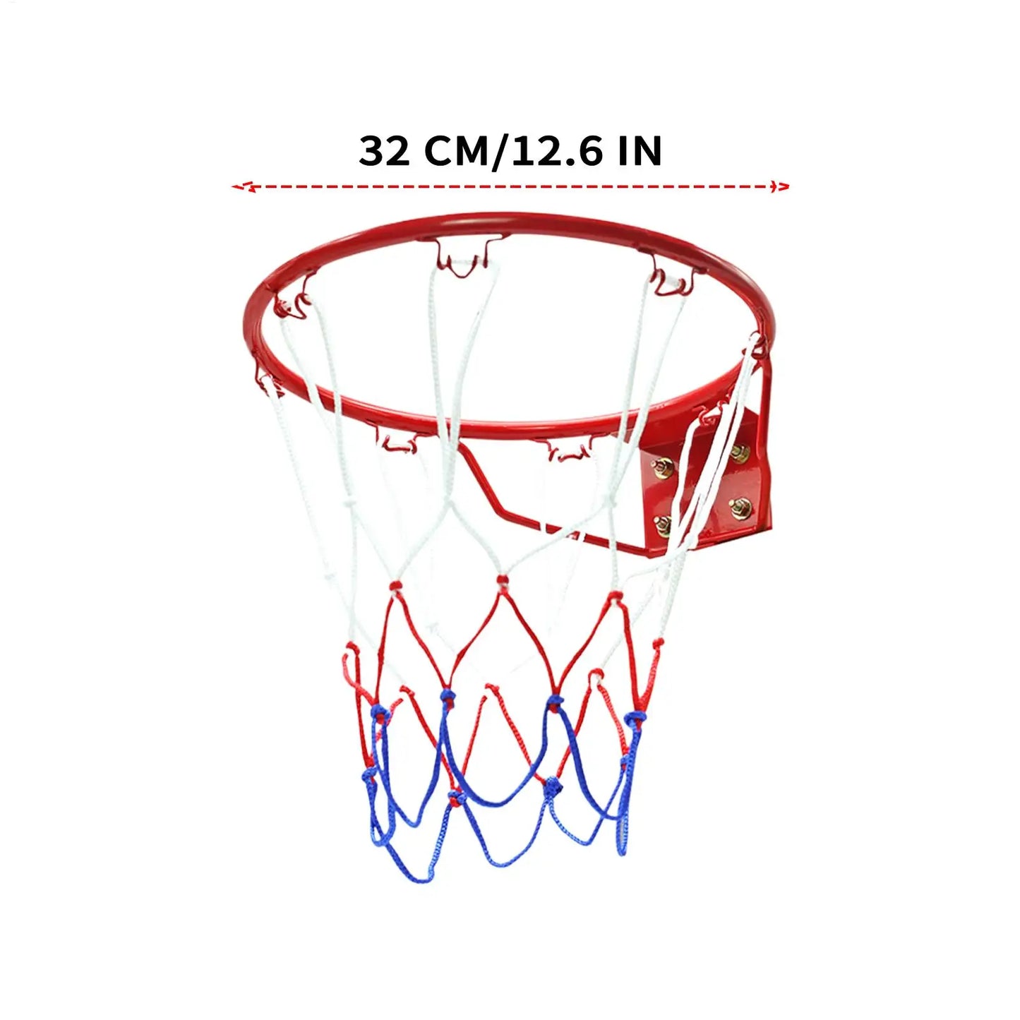Basketball Hoop 32cm Wall Mounted Sports Ball Hoop with Net Basketball Goal Replacement Mini Rim for Playground Home Gym