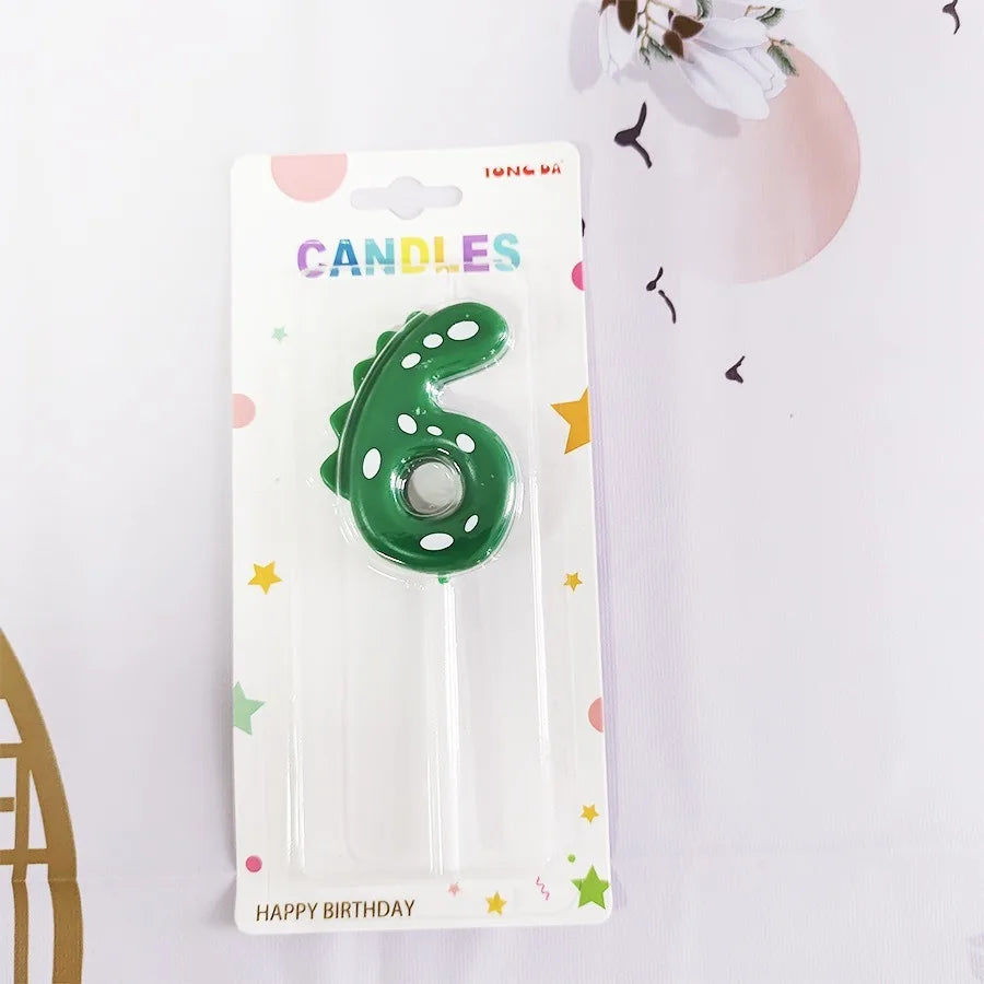 New Green Dinosaur Candle Point Pencil Candles Combination Set 0-9 Number Birthday Candles Party Anniversary Cake Decoration