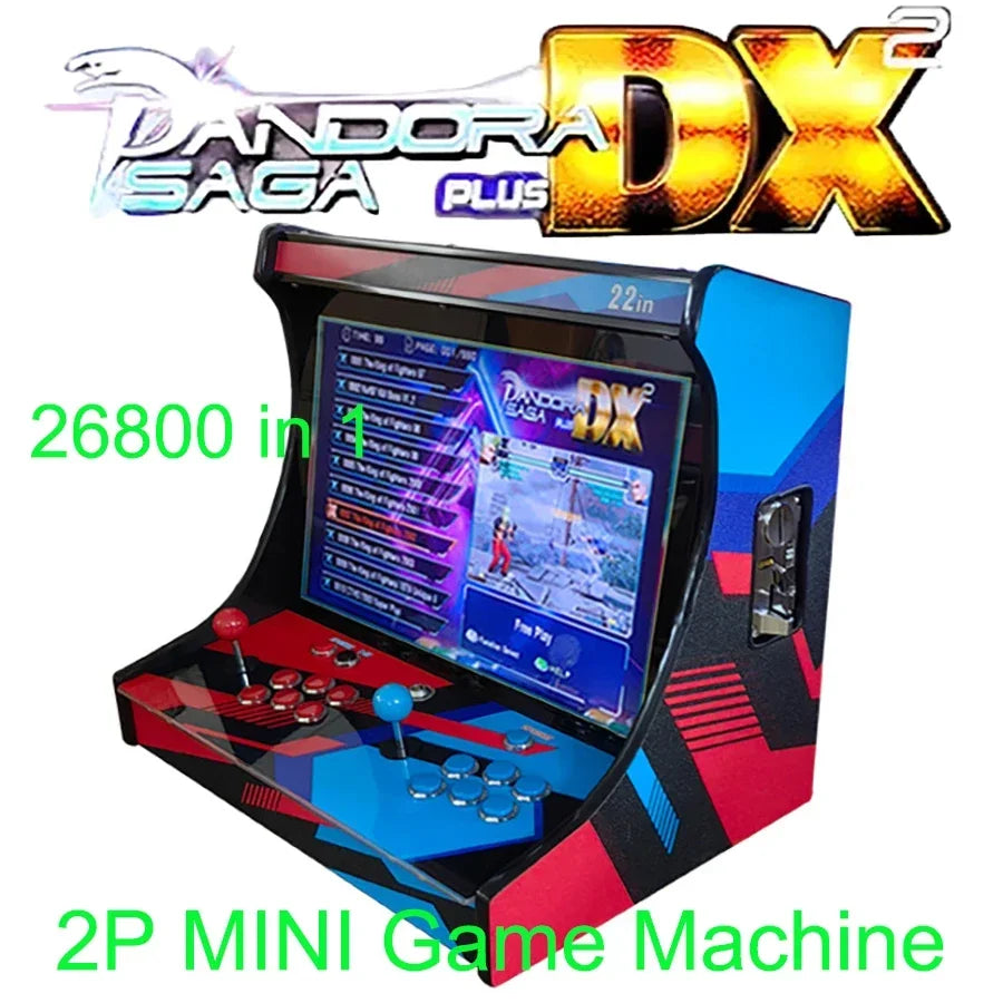 22" LCD Bartop Arcade Video Game Console, Built with SAGA PANDORA DX 26800 in 1, Coin Acceptor Joystick Button, 2 Players to TV
