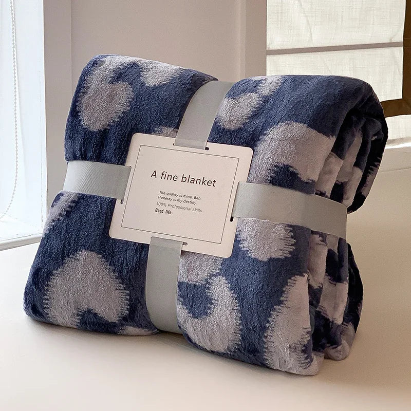 Thick Thow Blanket Geometic Style Reactive Printed Flannel Fleece Blanket for Beds Single/Queen/King Plush Plaids Sofa Plaid Bed