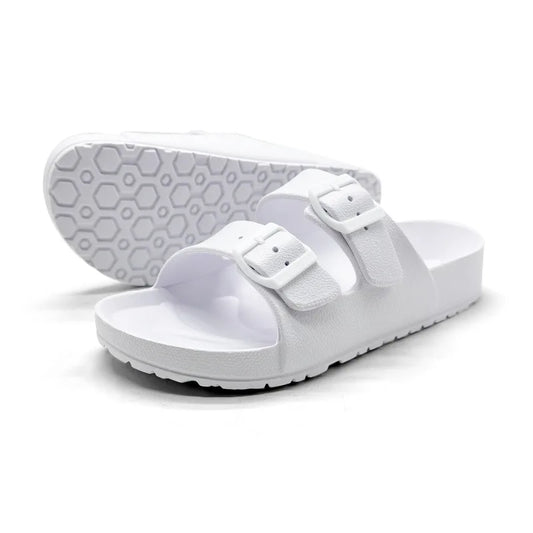 Litfun Women Summer Fashion Slippers 2025 New Outdoor Non-slip Beach Sandals With Double Buckle Indoor Casual Flat House Slides