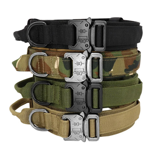 actical Dog Collar Adjustable Military Training Nylon Dog Collar with Heavy Metal Buckle for Medium and Large Dogs