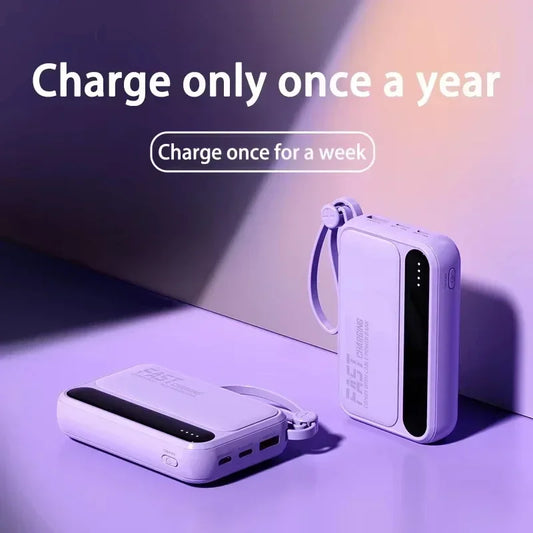 Lenovo CCC 500000mAh 4 Cables High Capacity Mini Power Bank Fast Charging Portable External Battery Supply New For iPhone Xiaomi