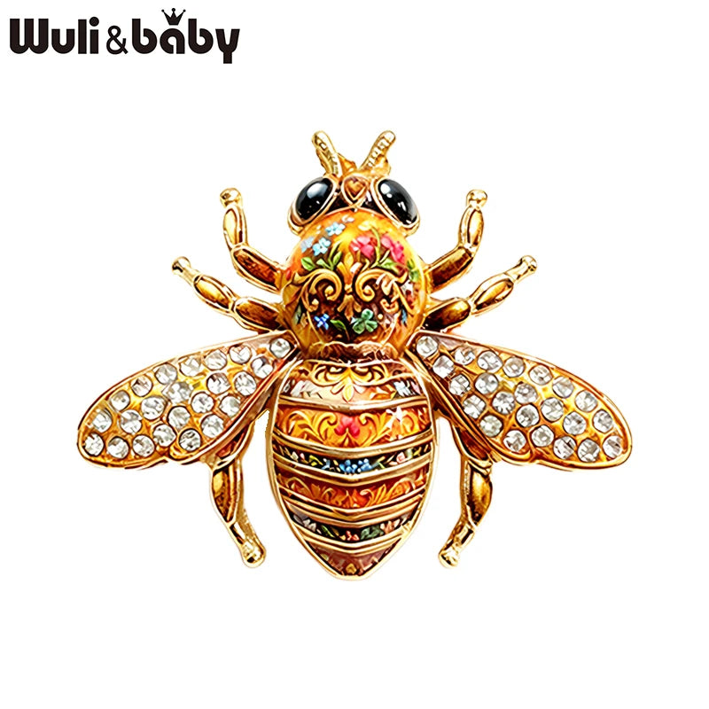 Wuli&baby Cute Rhinestone Bee Brooches For Women Unisex 5-color Beautiful Insects Party Office Brooch Pins Gifts