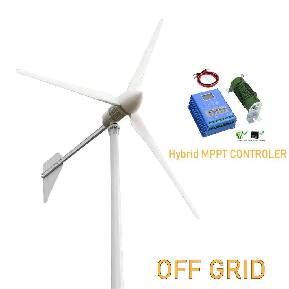 REAL POWER 2000W Home Grid Tie System 2KW Wind Turbine Generator With On Grid Inverter 1000W Horizontal Windmill MPPT Regulator