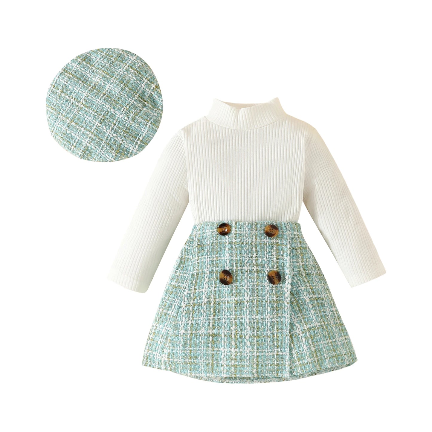 ma&baby 6M-3Y Toddler Infant Newborn Baby Girls Clothes Sets Knit Long Sleeve Tops Plaid Skrits Hat Fall Spring Outfits D05