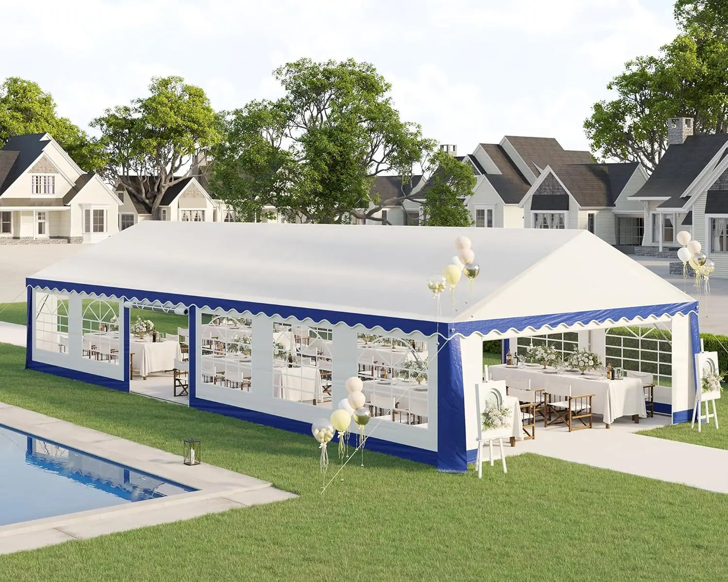 AMERLIFE 16x32 FT Party Tent with Sidewalls, Large Heavy-Duty Tents for Parties/Carport, Carpas para Fiestas Easy Set up,