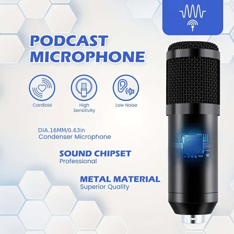 Home Recording Studio Kit - Professional Podcast & Music Mixing Equipment with Condenser Microphone Set for Singers Actors YouTubers