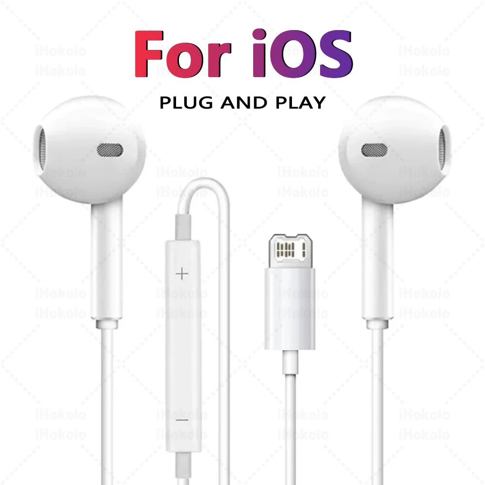 Original Wired Earphones For Apple iPhone 17 Pro Max16 15 14 13 12 11 Mini USB C Headphones Type C With Microphone Stereo Earbud