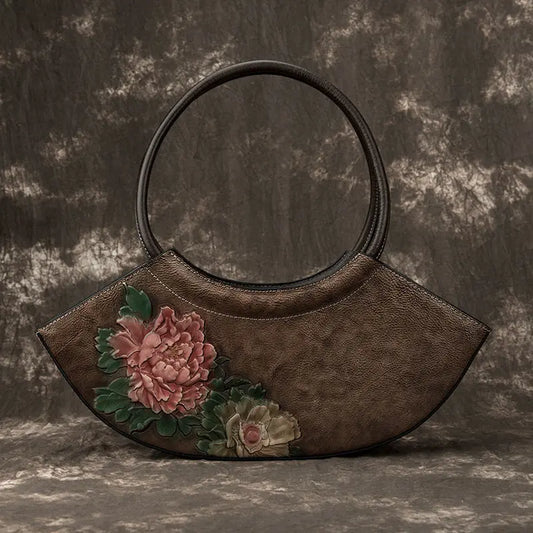 Retro genuine leather women's bag single-shoulder crossbody bags versatile handbag ins package 2025 new style fashion bag