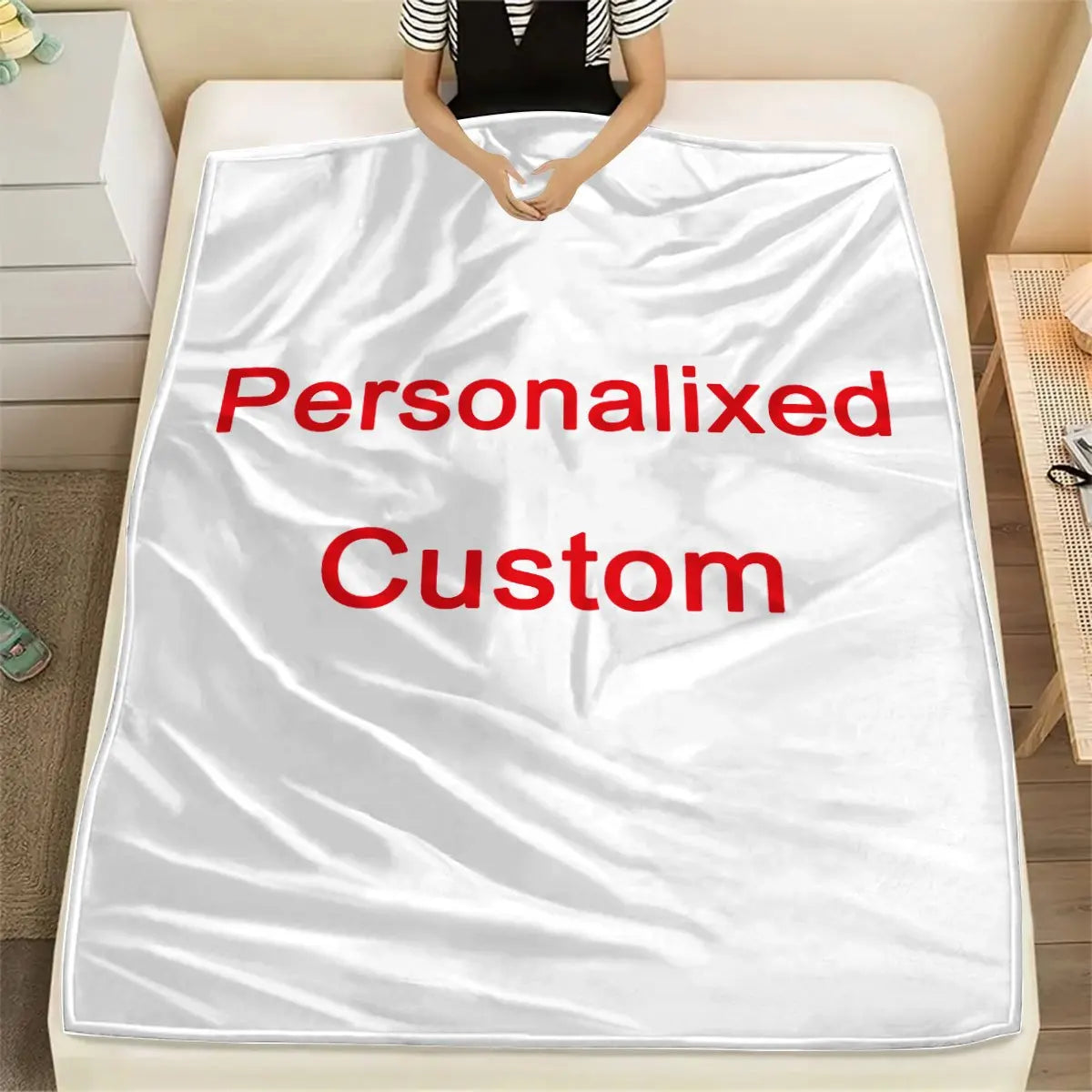 1 Piece of Custom Personalized Blanket with Image Upload DIY Flannel Blanket - Customize with Warm Photos, Soft and Warm, Suitable for Sofa, Bed, Office, Car, and Outdoor Travel - Perfect for All Seasons, Halloween, Thanksgiv