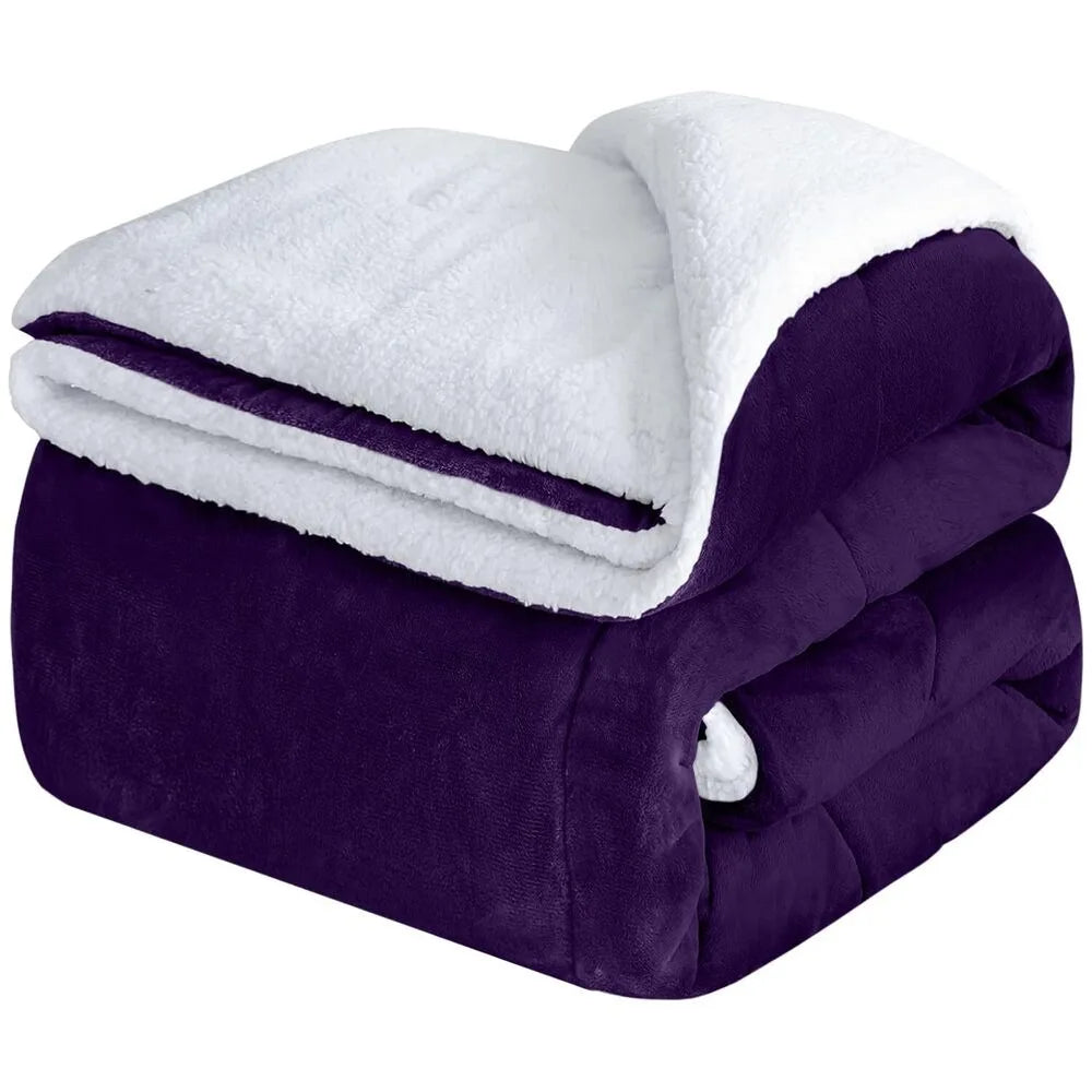 Fluffy Sherpa Fleece Blanket Throw Single Double King Cozy Warm Sofa Bed Throws