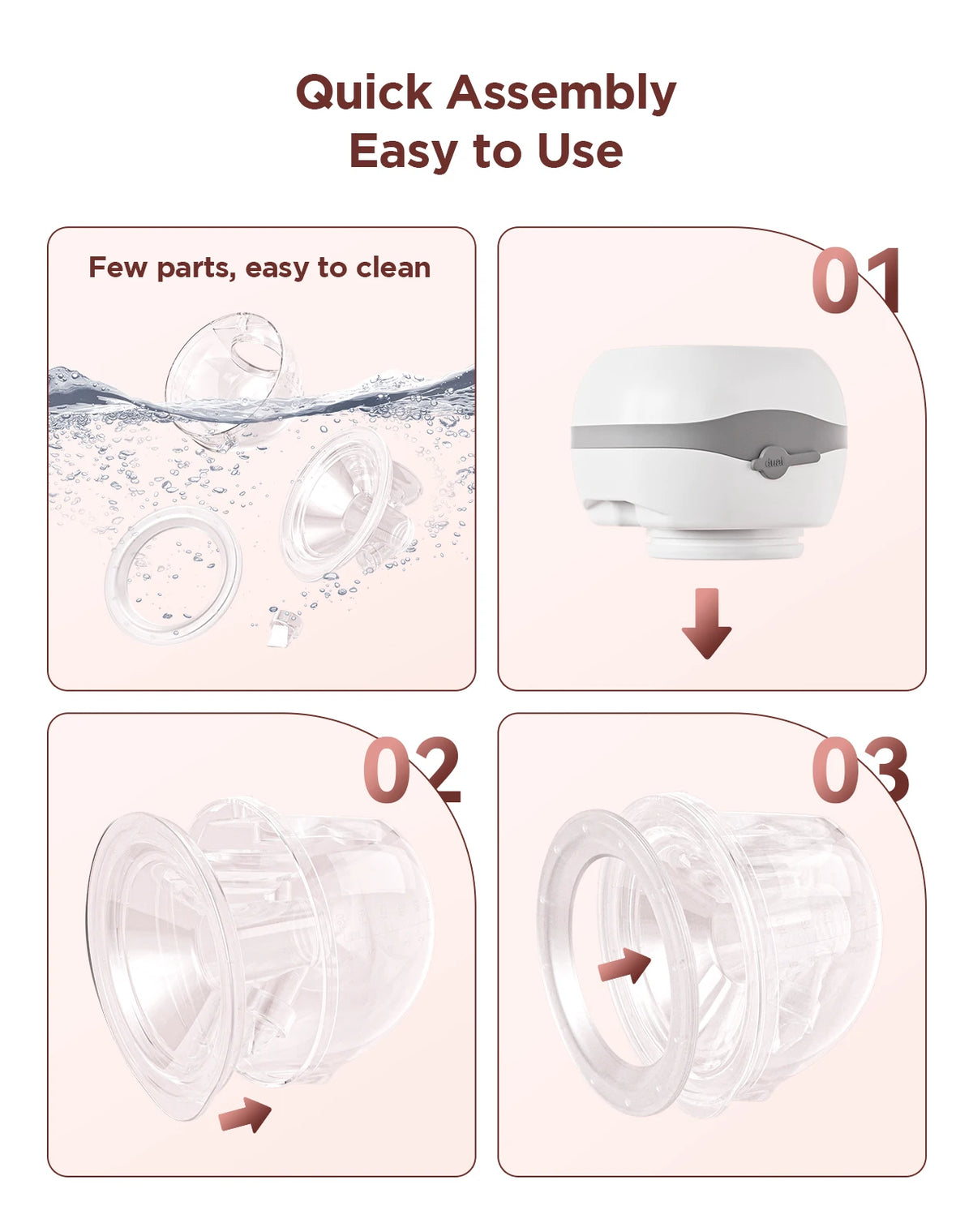 Updated Electric Breast Pump 21/24mm BPA-Free Breastpump 3 Modes & 12 Suction Levels Ultra Quiet 45dB for Working Moms & Travel