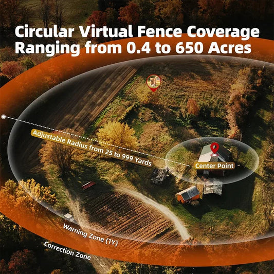 New Upgrade Smart GPS Wireless Dog Fence, Pet Training Collar,Electronic Fence,Invisible Virtual Outdoor Waterproof OLED Screen