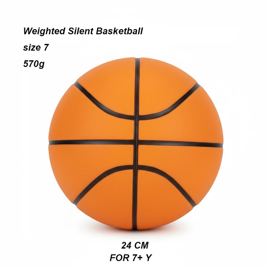 Weighted Silent Basketball 570g Size 7 and 450g Size 5 Standard Noiseless Basketball PU Foam Airless Indoor Training Quietly