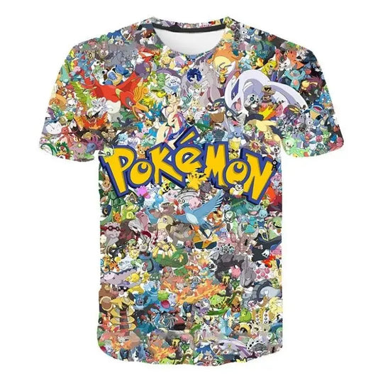 Summer Kids Pokemon Tshirt Kids Clothes Boys Short Sleeve Pikachu T-shirts Girls Sweatshirts Casual Wear Men Women Cool T-shirts