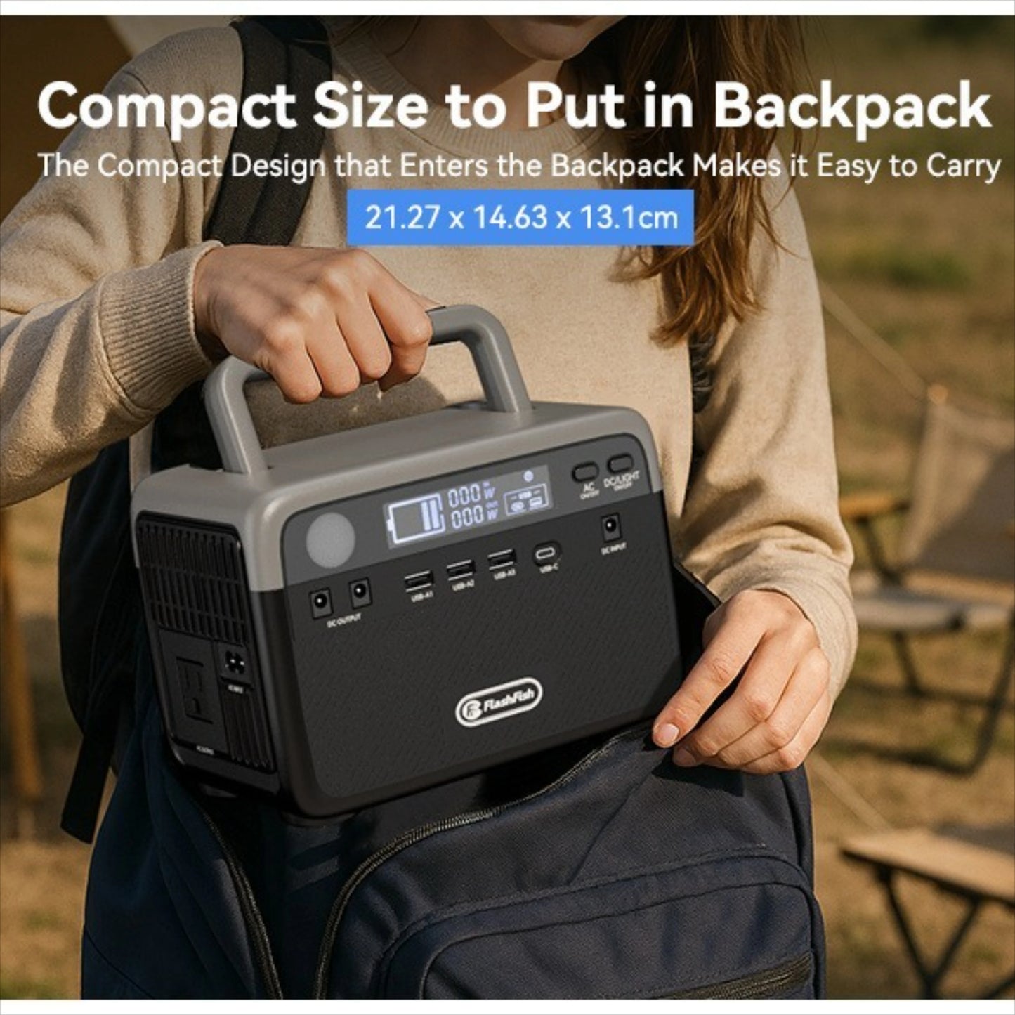 230.4Wh LiFePO4 Portable Power Station, 300W (600W Peak) Solar Generator with AC Outlets, 9-Port Battery Backup for Outdoor Camping, RV Trip, Hurricane Emergency & Home Use, Ultra-Lightweight 7.05 Lbs
