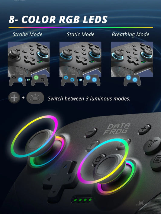 DATA FROG Wireless Game Controller For Switch / Lite / OLED Model PC Gaming Joystick Dual Vibration Turbo