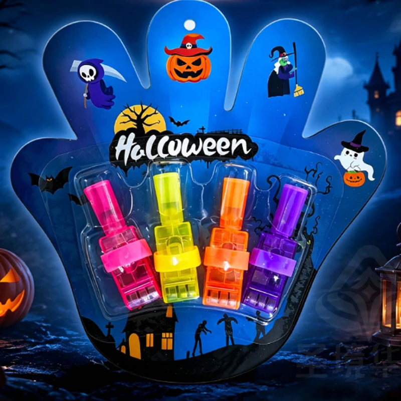4/40PCS Halloween LED Finger Lights Neon Party Favors Glow in the Dark Rave Party Supplies Goodie Bag Stuffers Box Prizes