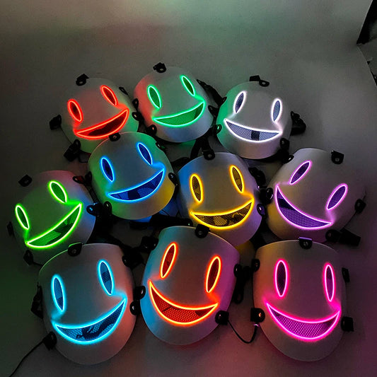 Anime High Rise Invasion Sniper LED Light up Mask Japanese Killer Japanese White Masks Carnival Halloween Party Costume Props