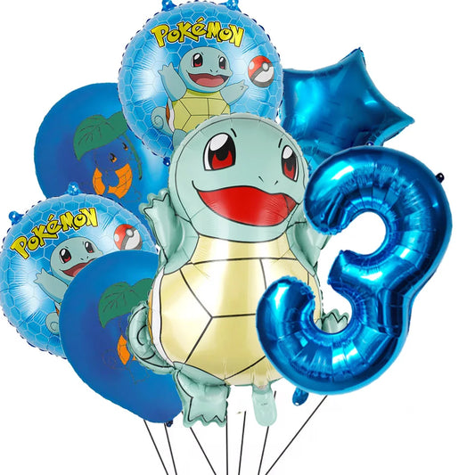 7Pcs/Set Pokemon Balloon Set Pikachu Charmander Cartoon Aluminum Foil Balloons Party Decoration Props Toy Anime Birthday Party