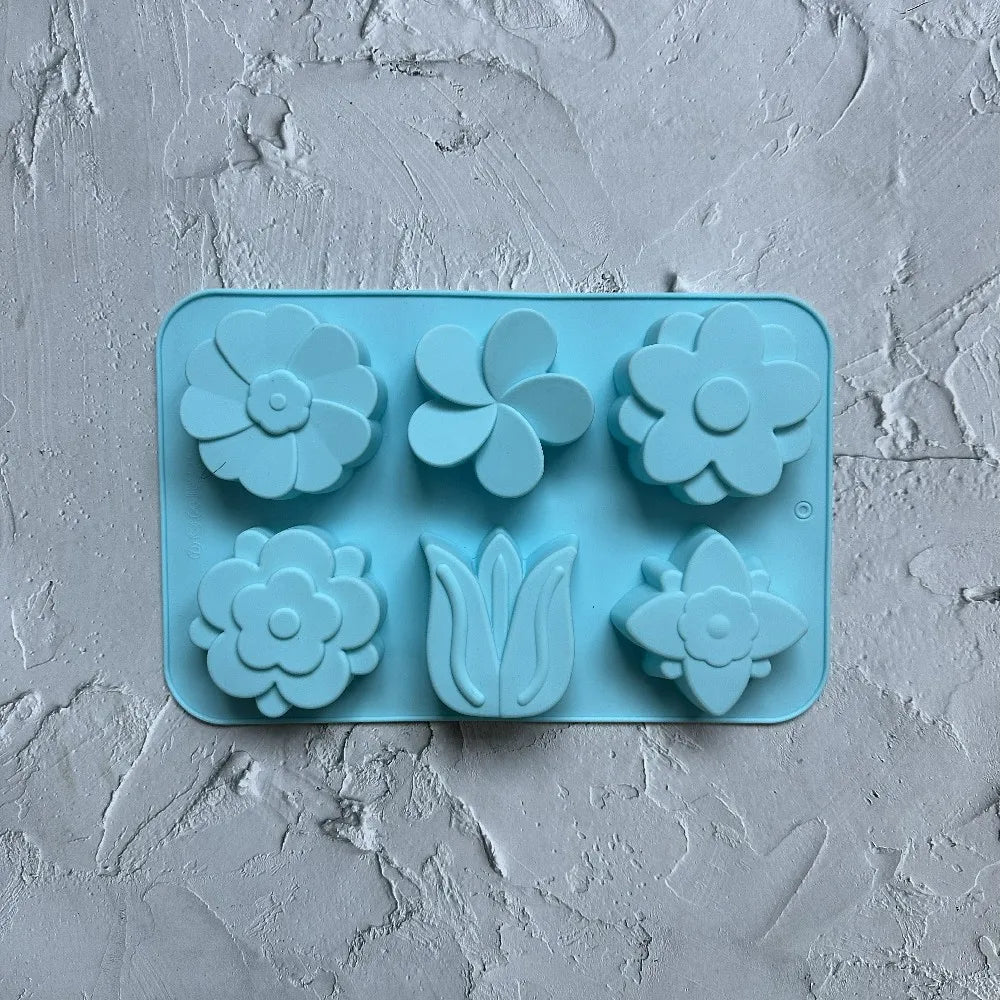 6 Cavity 6 Type Flower-shaped Of Tulip Silicone Mold Suitable For Soap Candle Hand Making DIY Cake Chocolate Dessert Baking Mold